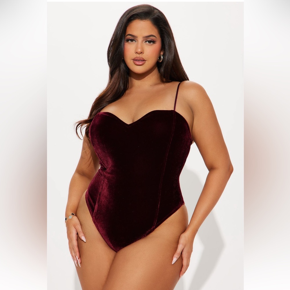 Valencia Velvet Bodysuit- Burgundy